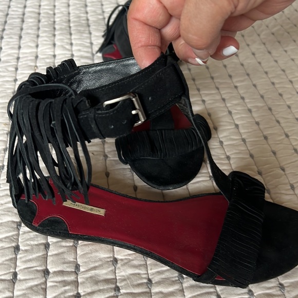 Sandals Black velvet with fringe - Picture 3 of 7